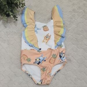 Bluey Toddler Girl Ruffle One-Piece Swimsuit, Size 2T